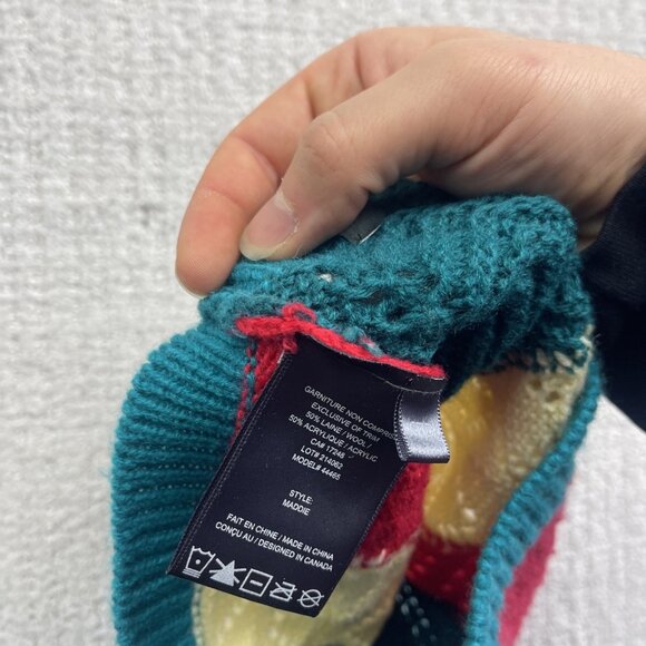 Chlorophylle Quebec Canada Slouchy Knit Beanie Crochet Pom-Pom Mulitcolor boho - Picture 6 of 7